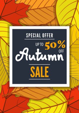 Sonbahar satışı indirim poster. Vektör Illustration