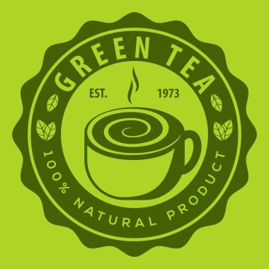 Yeşil çay logo tasarım şablonu. Vektör 