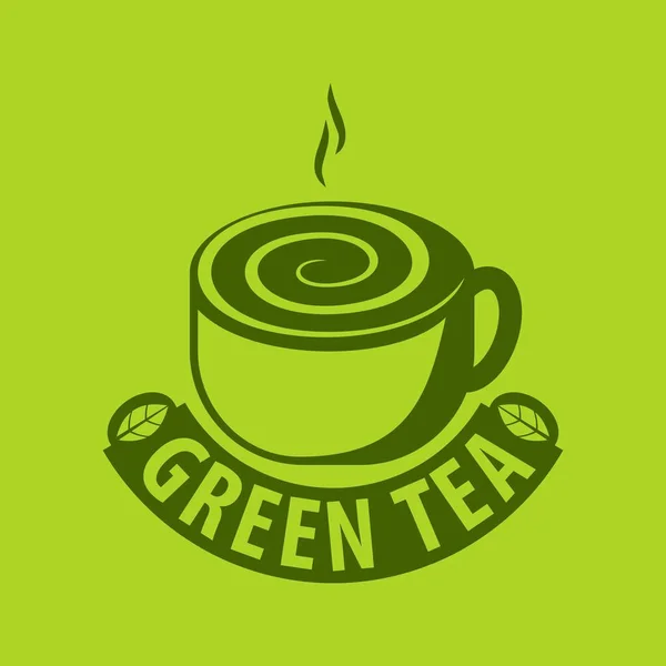 Groene thee logo ontwerpsjabloon. Vector — Stockvector