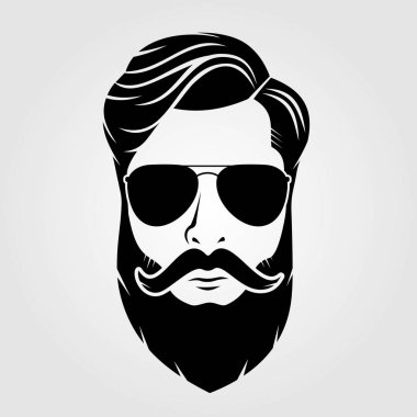 Sakallı adamlar, hipster suratlı. Vektör çizimi.