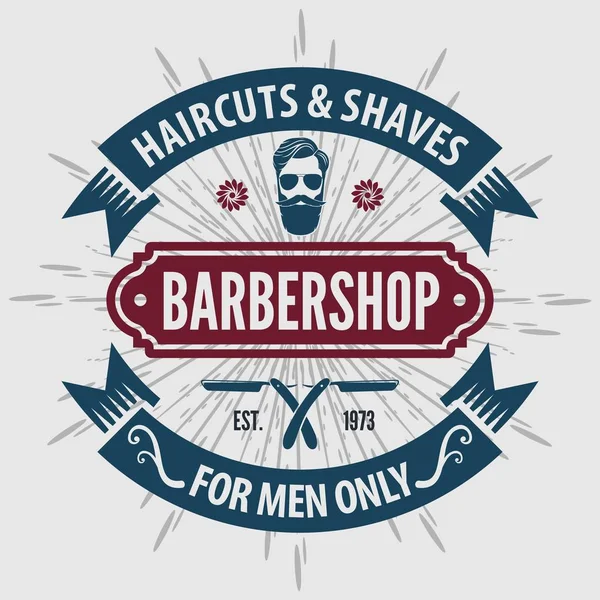 Modelo de cartaz de barbearia com rosto hipster . — Vetor de Stock