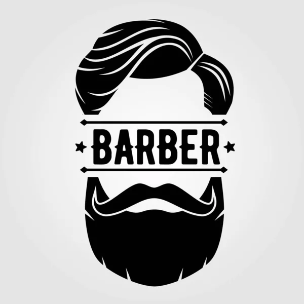 Modelo de cartaz de barbearia com rosto hipster . —  Vetores de Stock