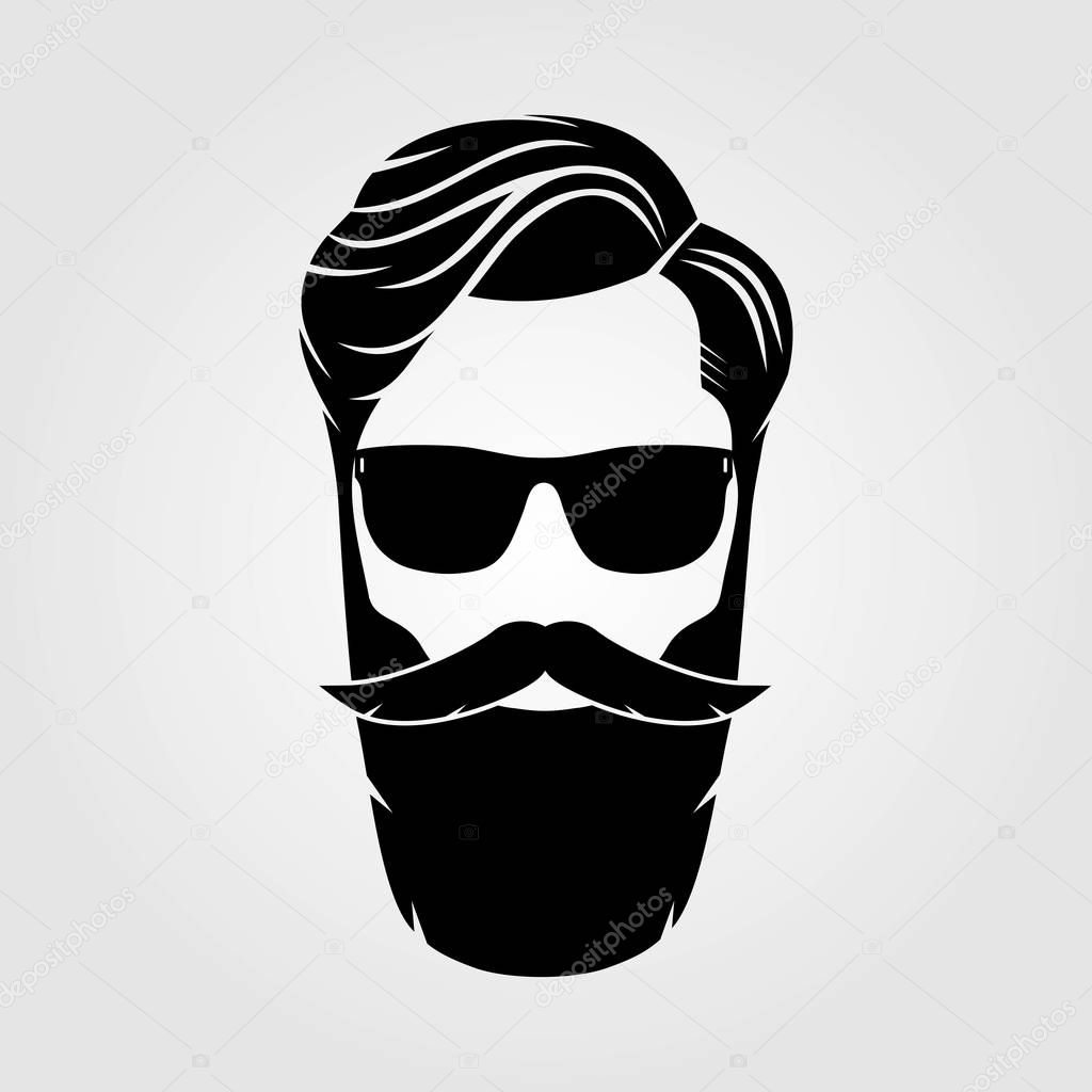 Bearded men, hipster face. Vector illustration.