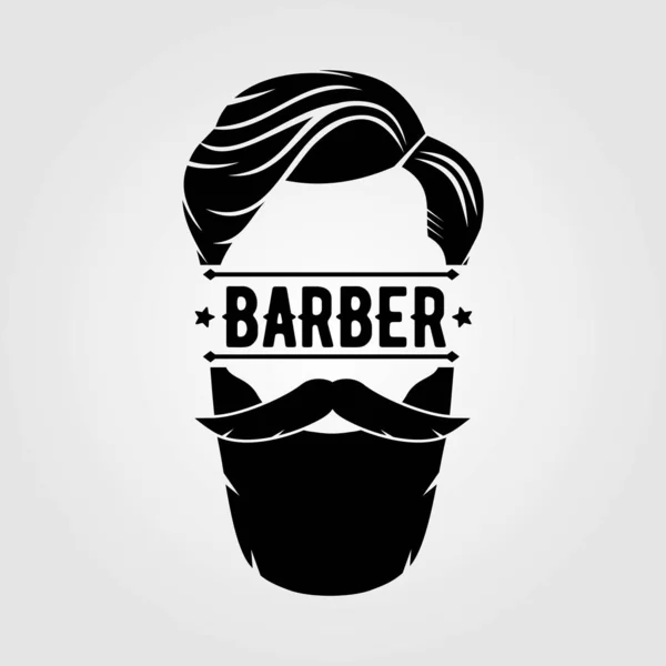 Modelo de cartaz de barbearia com rosto hipster . —  Vetores de Stock