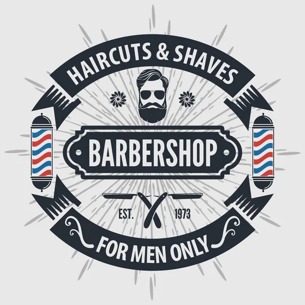 Modelo de cartaz de barbearia com rosto hipster . — Vetor de Stock