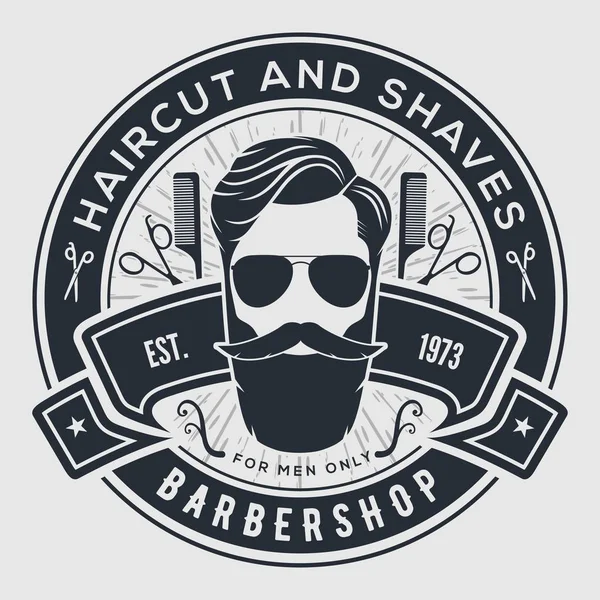 Modello di poster del negozio di barbiere con volto hipster . — Vettoriale Stock