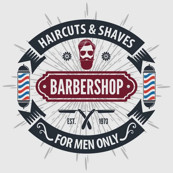 Modello di poster del negozio di barbiere con volto hipster . — Vettoriale Stock