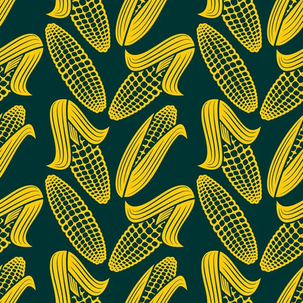 Patrón sin costuras con maíz. Ilustración vectorial — Archivo Imágenes Vectoriales