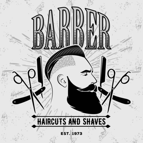 Barber shop vintage label, odznak nebo znak. — Stockový vektor