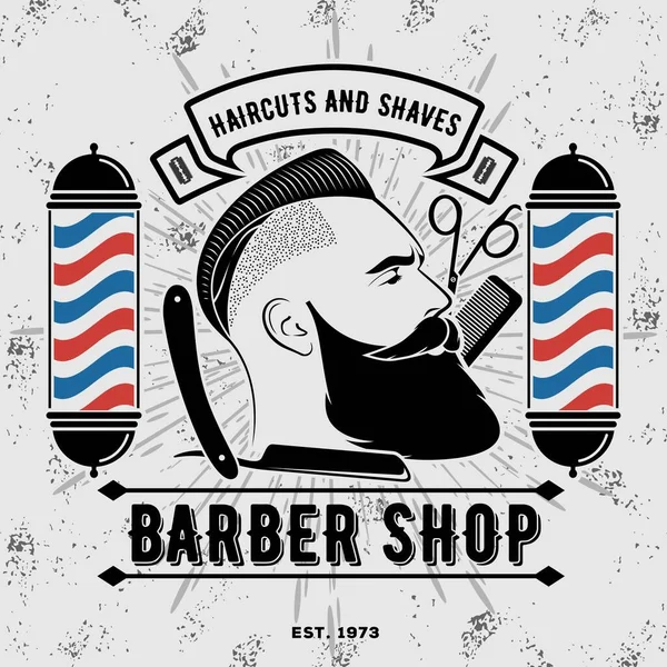 Friseursalon Vintage-Etikett, Abzeichen oder Emblem. — Stockvektor