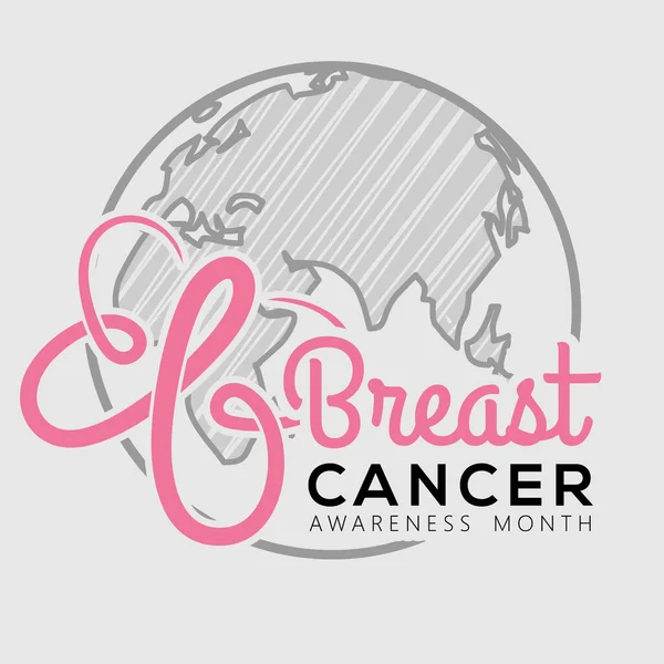 Modèle d'affiche ou de bannière du Mois de la sensibilisation au cancer du sein. Illustration vectorielle — Image vectorielle