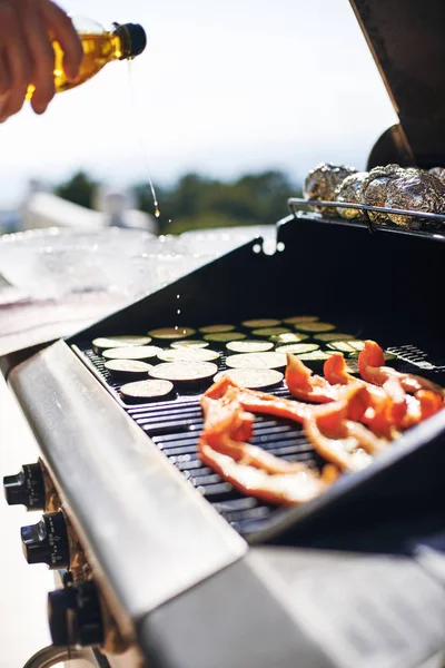 Gemüse Freien Grillen Und Grillen Kochen — Stockfoto