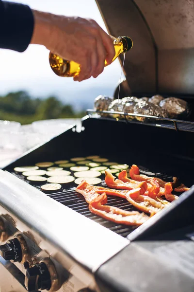 Gemüse Freien Grillen Und Grillen Kochen — Stockfoto