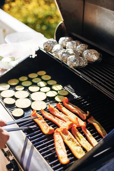 Gemüse Freien Grillen Und Grillen Kochen — Stockfoto