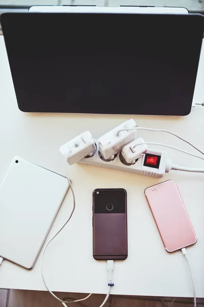 Adapter Smartphone Laptop Charging Table — Stock Photo, Image