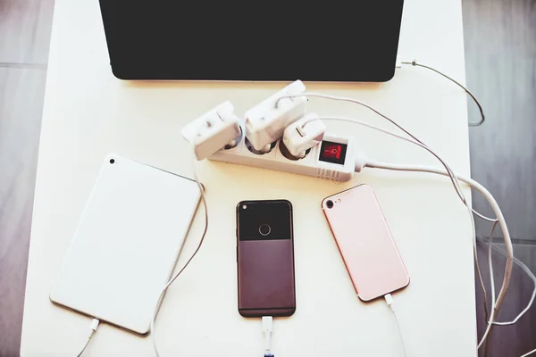 Adapter Smartphone Laptop Charging Table — Stock Photo, Image