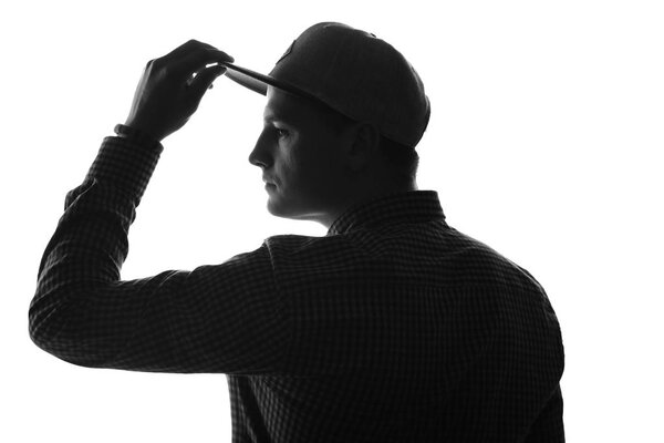 The photographer at work an anonymous large format photographer with camera monochrome.