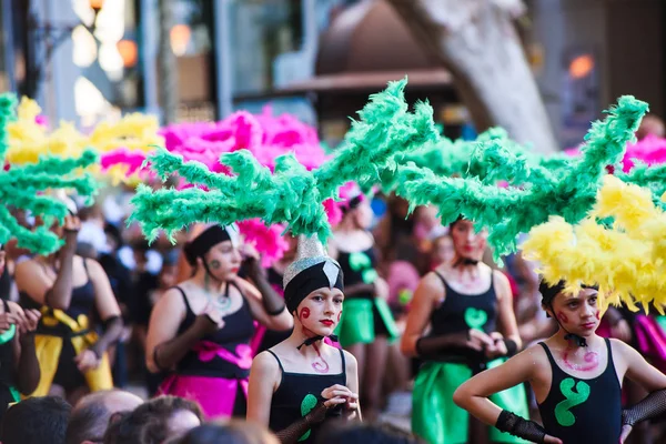 Feste Estive Nella Città Denia Alicante Carnevale Strade Vestite Persone — Foto Stock