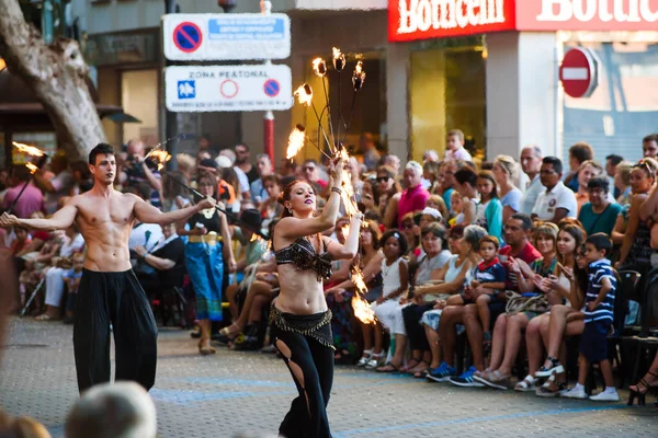 Spanje Denia Juli 2017 Mensen Carnaval Zomer Feesten Stad Denia — Stockfoto