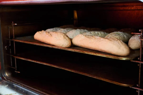 Freshly Baked Bread Oven Cooking Process — Stock Photo, Image