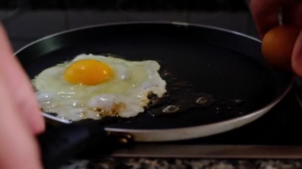 Deux œufs frits sur la poêle 