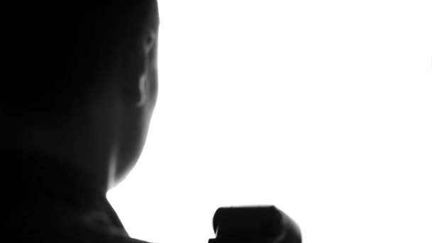 Face Arrière Silhouette Noir Blanc Jeune Photographe Masculin Prenant Des — Video