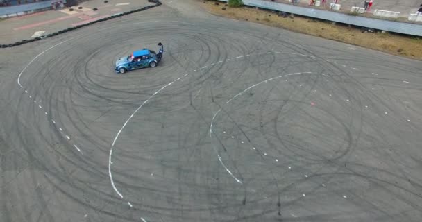 KIEV, Ukraine - August 17, 2018: Car drifting on the road top view — Stock Video