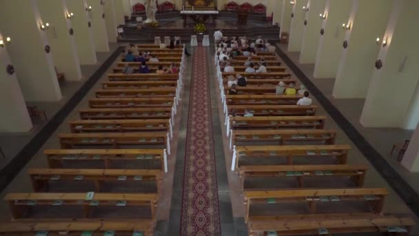 Filas Bancos Catedral Arquitectura — Vídeo de stock