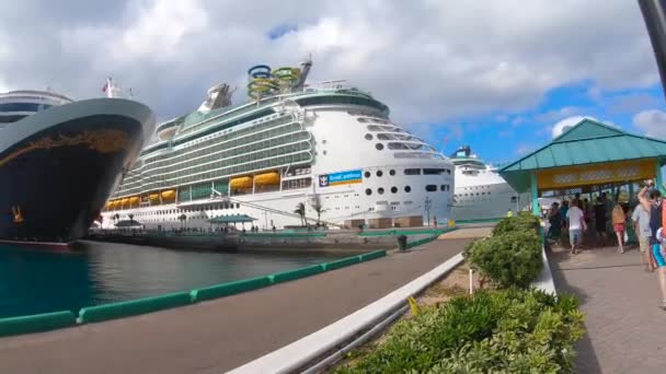Navios em uma doca Royal Caribbean cruzeiros — Vídeo de Stock