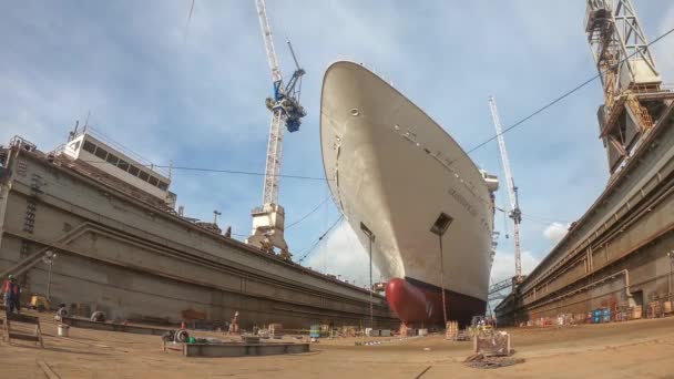 Freeport, Grand Bahama-Mar 15, 2019: güneşli bir gün tersane içinde Seas Kraliyet Karayip Cruise Ship of Grandeur — Stok video