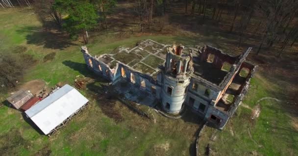 Castelo medieval vista aérea perto da floresta Ucrânia — Vídeo de Stock