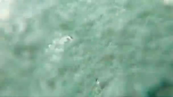 Молодой парень в водолазной маске ныряет с брызгами воды GoPro Hero7 — стоковое видео