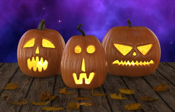 Halloween Pumpkins Jack O Lantern Holiday 3D Illustration