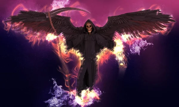 3D illustration angel of death on abstract fantasy background