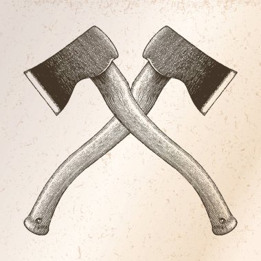 Çapraz el oyma illüstrasyon antika arka plan çizimi ax