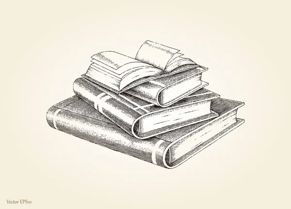 Livros Empilhar Mão Desenho Estilo Vintage — Fotografia de Stock