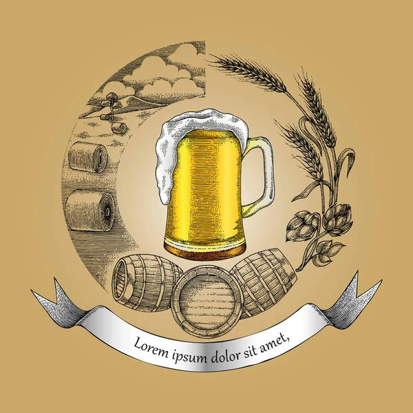 Beer craft concept logo hand drawing vintage style,Process of craft beer