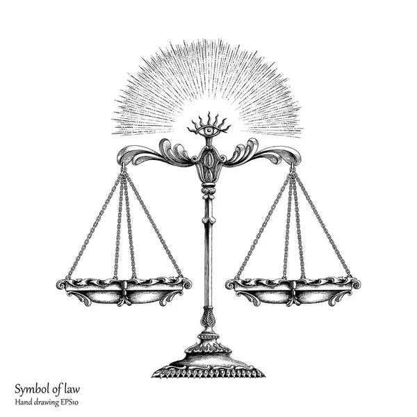 Закон Символа Ручной Рисования Винтажный Стиль Баланс Закона — стоковое фото
