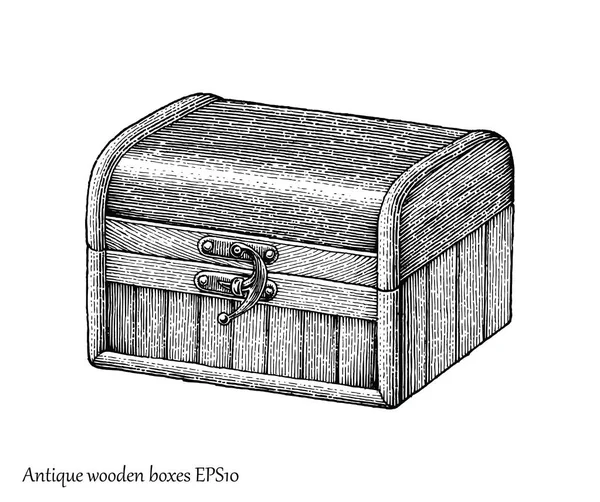 仿古木盒手绘雕刻风格 — 图库照片