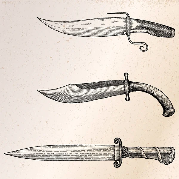 Coltello Vintage Mano Disegno Incisione Illustrazione — Foto Stock