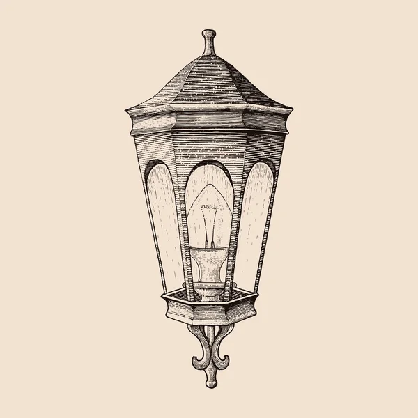 Vintage Road Lampă Mână Desen Stil Gravura — Fotografie, imagine de stoc