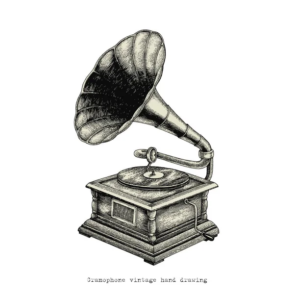 Gramophone Vintage Hand Drawing — Stock Photo, Image