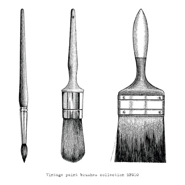 Pincéis Pintura Vintage Coleção Mão Desenho — Fotografia de Stock