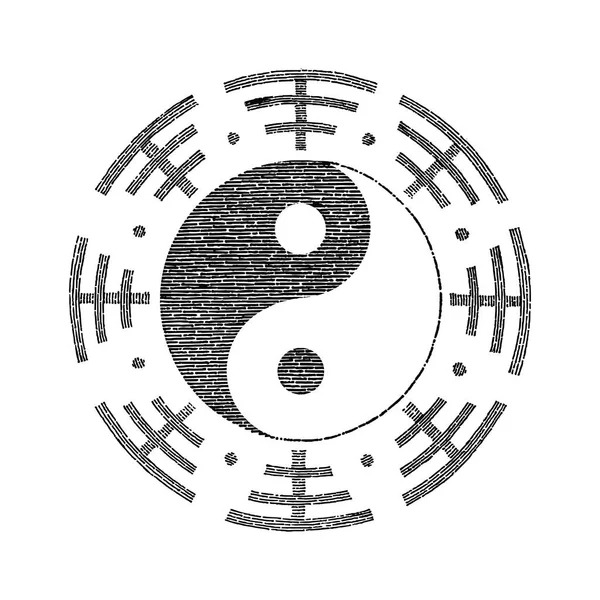 Yin Yang Symbole Pour Tatouage Main Dessin Vintage — Photo