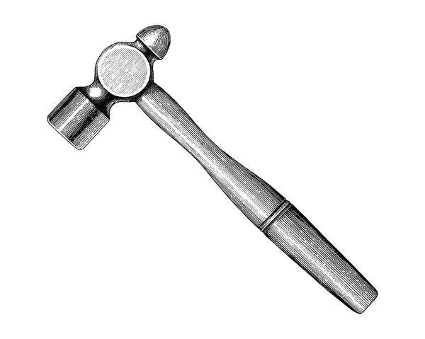 Hammer Hand Drawing Vintage Style Isolate White Background — Stock Photo, Image