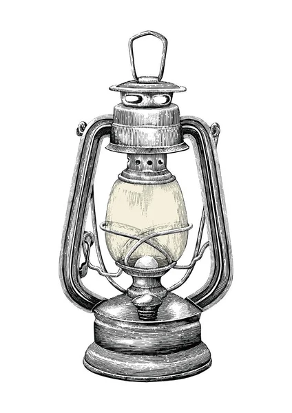 Vintage Lantern Hand Drawing Engraving Style Isolate White Background — Stock Photo, Image