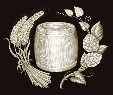 Bira logo el çizim vintage tarzı oyma