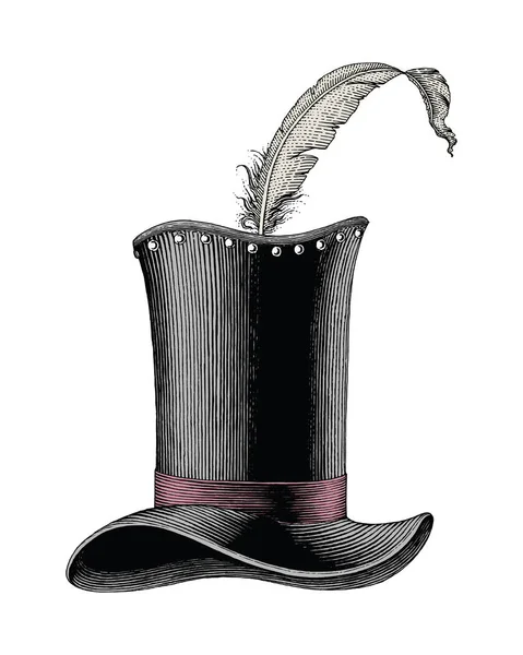 Vintage Chapéu Moda Desenhado Mão Gravura Ilustração — Fotografia de Stock