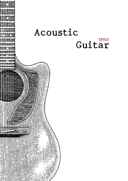 Background of acoustic guitar hand drawing vintage engraving illustration