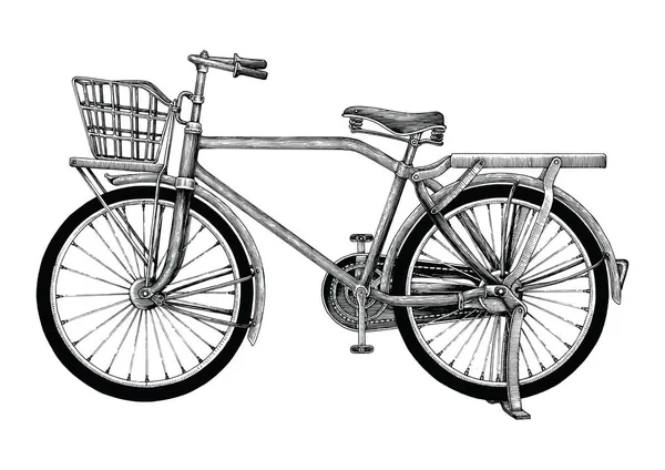 Vintage Fahrrad Handzeichnung Clip Art Isoliert Auf Weißem Backboden — Stockvektor
